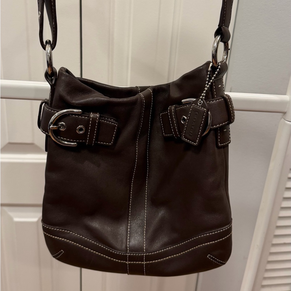 Coach 1453 Soho Slim Shoulder Bag Purse Brown Leather